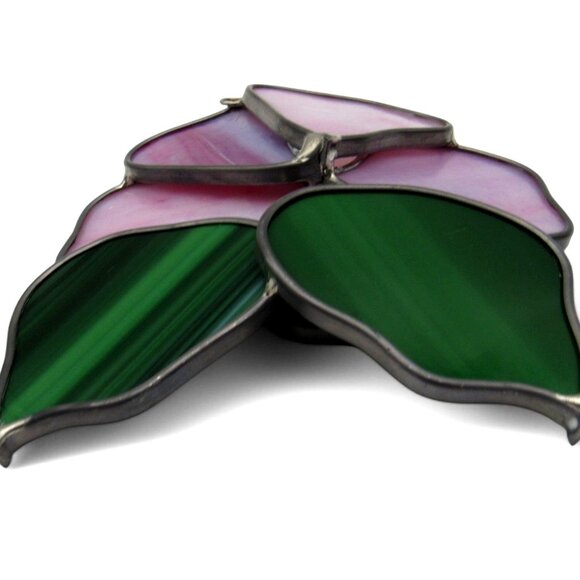 STAINED GLASS Pink Flower 3D Window Hanging Floral Suncatcher - Picture 9 of 10